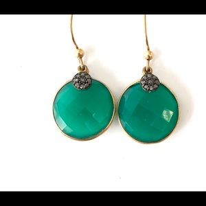 Green Quartz Diamond charm earrings